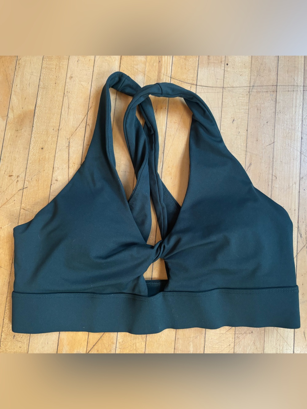Fabletics Twist-Front Racerback Bralette - Dark Green